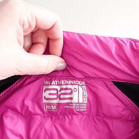 32 Degrees Women's Black & Pink Two Tone Full Zip Light Down Jacket Size M/M - Picture 3 of 8